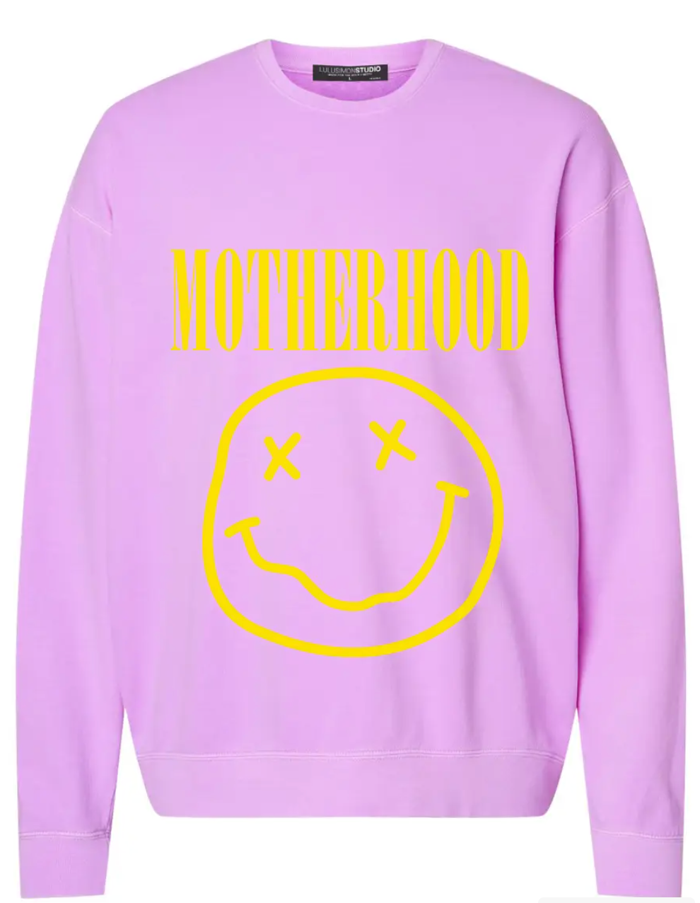 Motherhood Smiley Face Garment Dye Sweatshirt