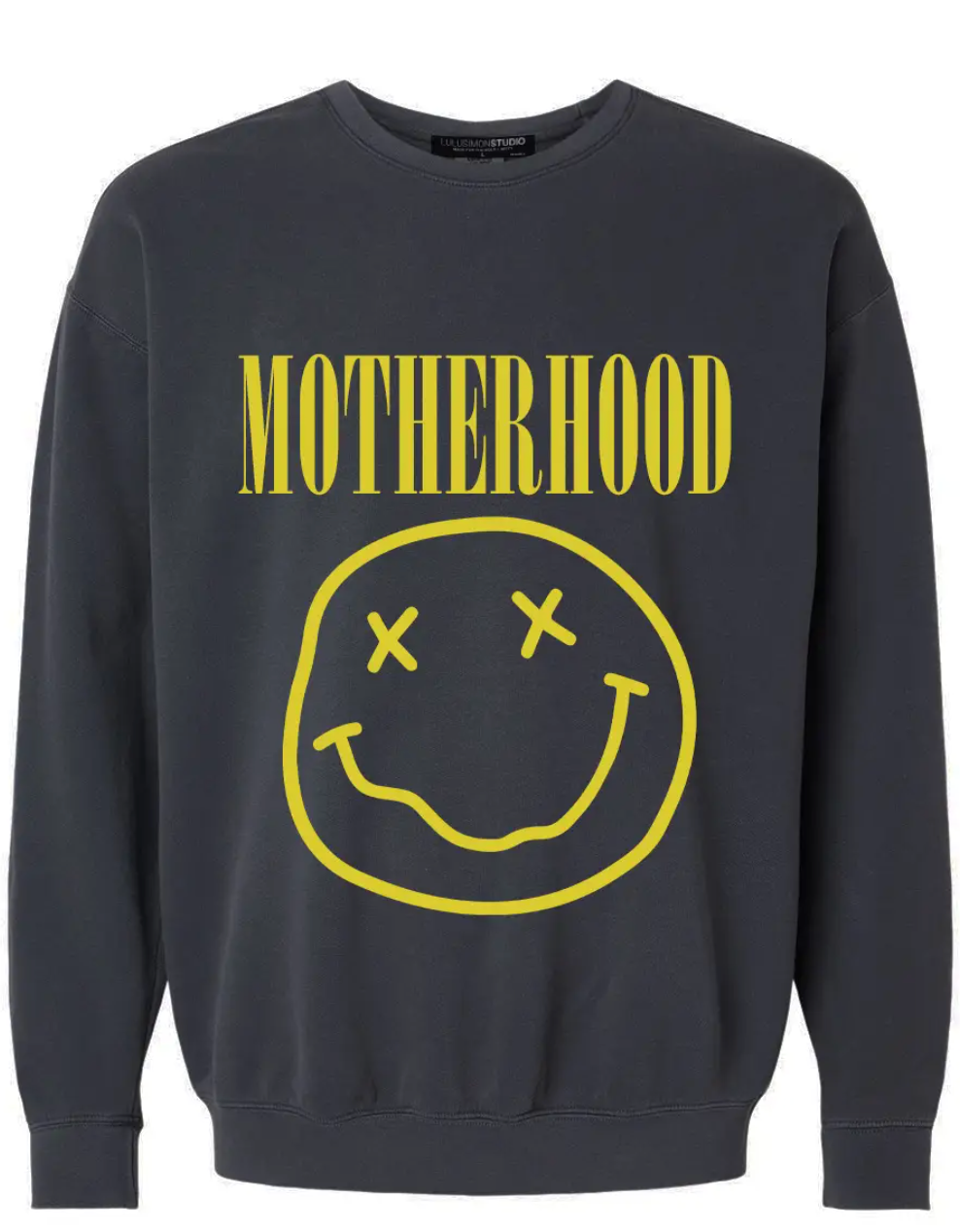 Motherhood Smiley Face Garment Dye Sweatshirt